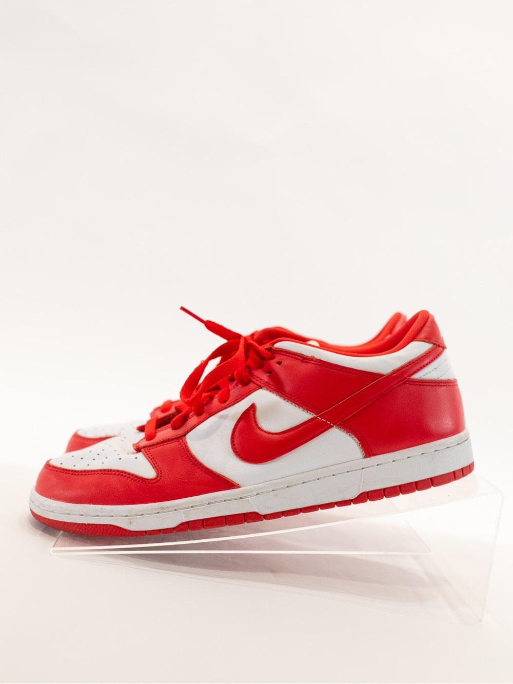 Nike White and Red Low Dunks